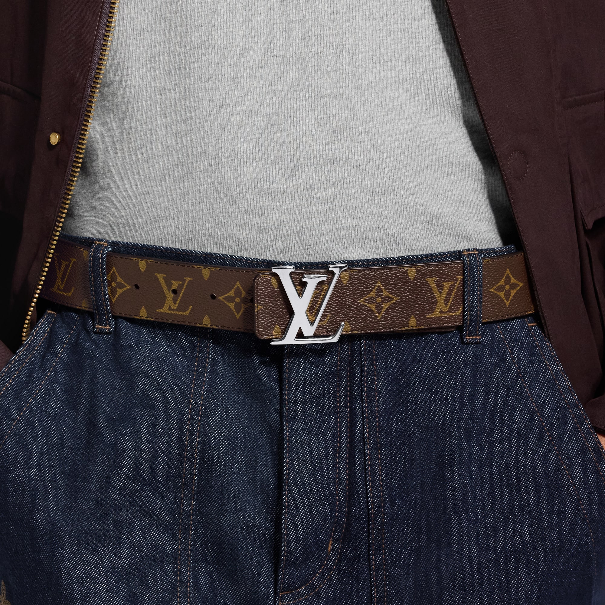 ベルト・LV イニシャル 40MM リバーシブル モノグラム・ミッドナイト